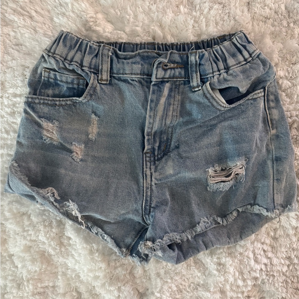 SHEIN Light Blue Distressed Jean Shorts
